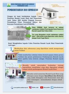 Kabid Perkim : Rumah Bantuan Untuk Warga Miskin Gratis, Jika Ada Yang Minta Uang Laporkan Polisi