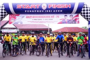 Polres Pidie Gelar Senam Bersama Dan Fun Bike HUT Ke-76 Bhayangkara