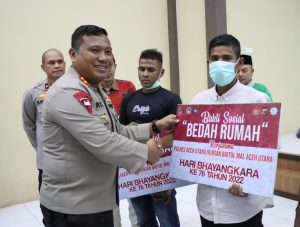Polri Peduli : Baksos Bedah Rumah Kerjasama Dengan Baitul Mal Aceh Utara