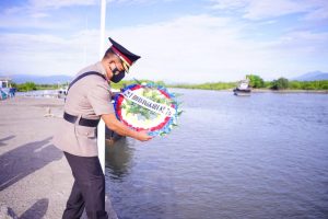 Upacara Tabur Bunga Dalam Rangka Hari Bhayangkara Ke-76 Di Mako Sat Polairud Polres Pidie