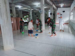 Lagi..! Kodim 0104/Atim Galakkan Manunggal Subuh Dan Gotong Royong Bersama Forkopimda Kota Langsa