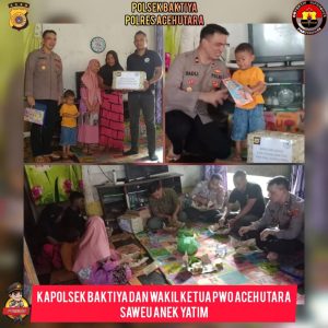 PWO Aceh Utara Dampingi Kapolsek Baktiya Serahkan Bantuan Anak Yatim