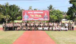 Perkuat Sinergitas, TNI-Polri Gelar Apel Bersama di Halaman Mapolres Aceh Utara