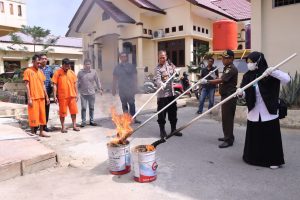Polres Langsa Musnahkan Barang Bukti Sabu dan Ganja