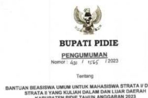 Pemkab Pidie Buka Beasiswa Skripsi dan Tesis 2023