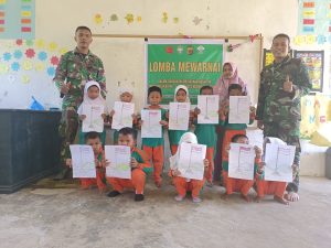 Satgas TMMD ke-116 Kodim 0111/Bireuen Gelar Lomba Mewarnai Di TK Harapan Bunda Teungku Adi