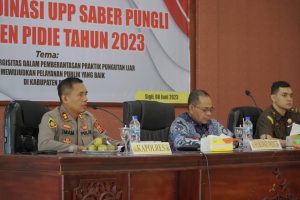 Bersama Kapolres, Sekda Pidie Ikuti Rakor UPP Satgas Saber Pungli