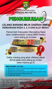 BPKAD Madina Lelang Barang Milik Daerah