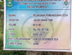 Pemdes Rumbio Manfaatkan Dana Desa Untuk Pembangunan Jalanan Usaha Tani