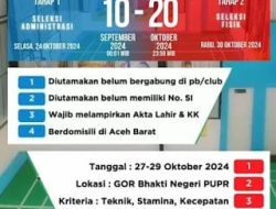 PB PUPR Aceh Barat Buka Seleksi Atlet Bulu Tangkis Usia Dini