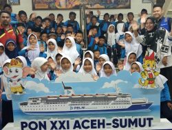 Puluhan Murid SD Negeri Krueng Raya Menaiki Kapal Pesiar Pelni