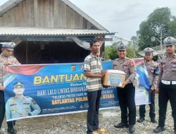 Sambangi Gampong Geulumpang Umpung Unoe, Satlantas Polres Aceh Utara Salurkan Bansos