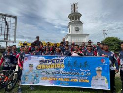 Semarakkan Hari Lalulintas Bhayangkara ke-69, Polres Aceh Utara Bersepeda Gembira