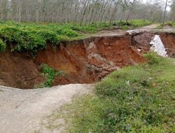 Penghubung Jalan Bandar Pulau-BP Mandoge Terputus Akibat Longsor