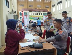 Pastikan Kondisi Tetap Prima, Ratusan Personil Polres Lhokseumawe Jalani Rikkes Berkala