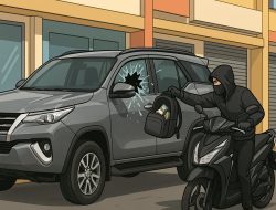 Maling Beraksi, Pecahkan Kaca Mobil Bawa Kabur Rp. 380 Juta